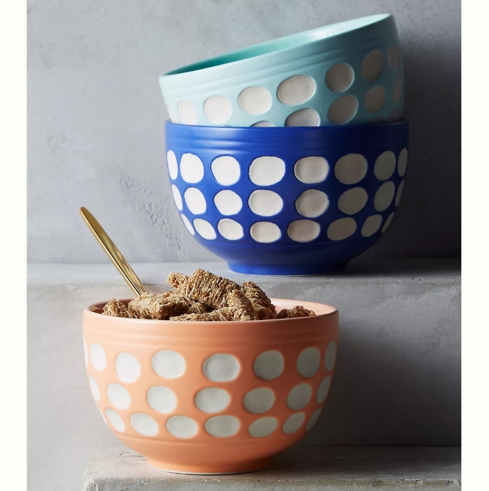 NIB Anthropologie Darling Dots Cereal Bowl - blue - Picture 2 of 3